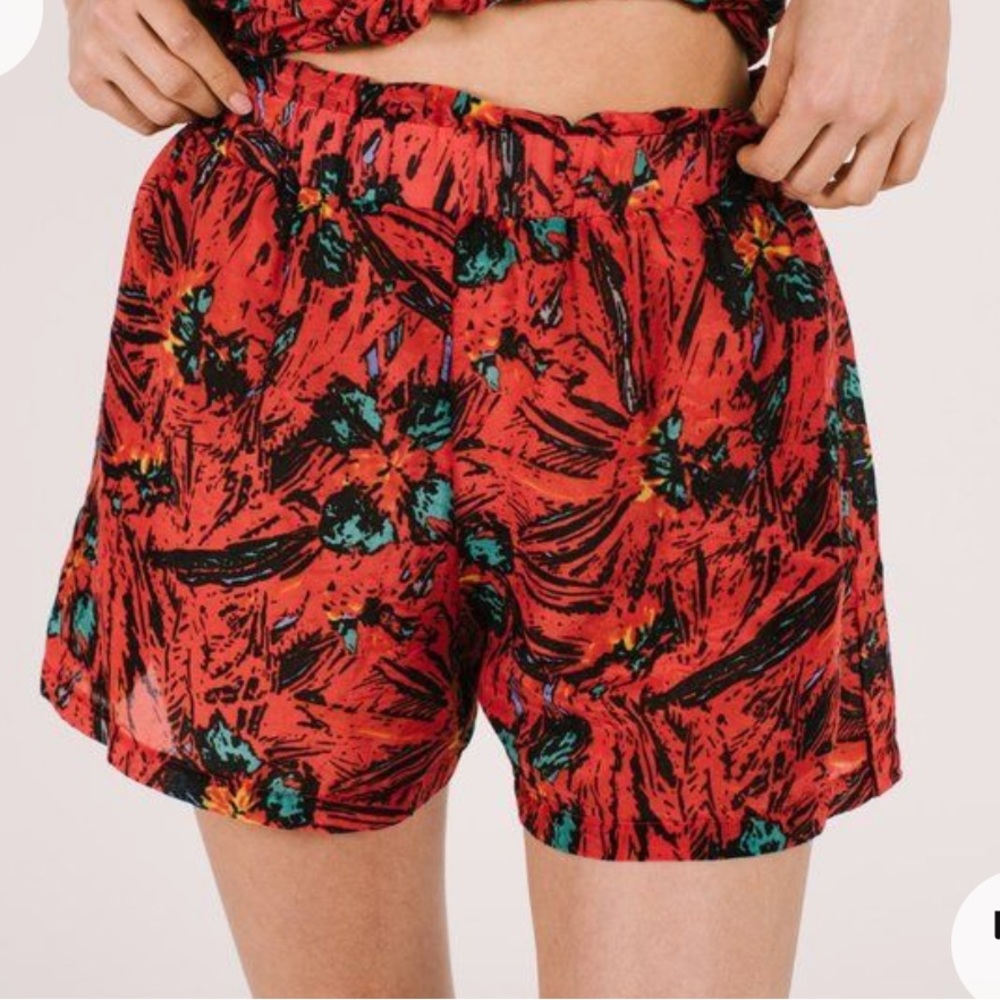 Red Printed Shorts